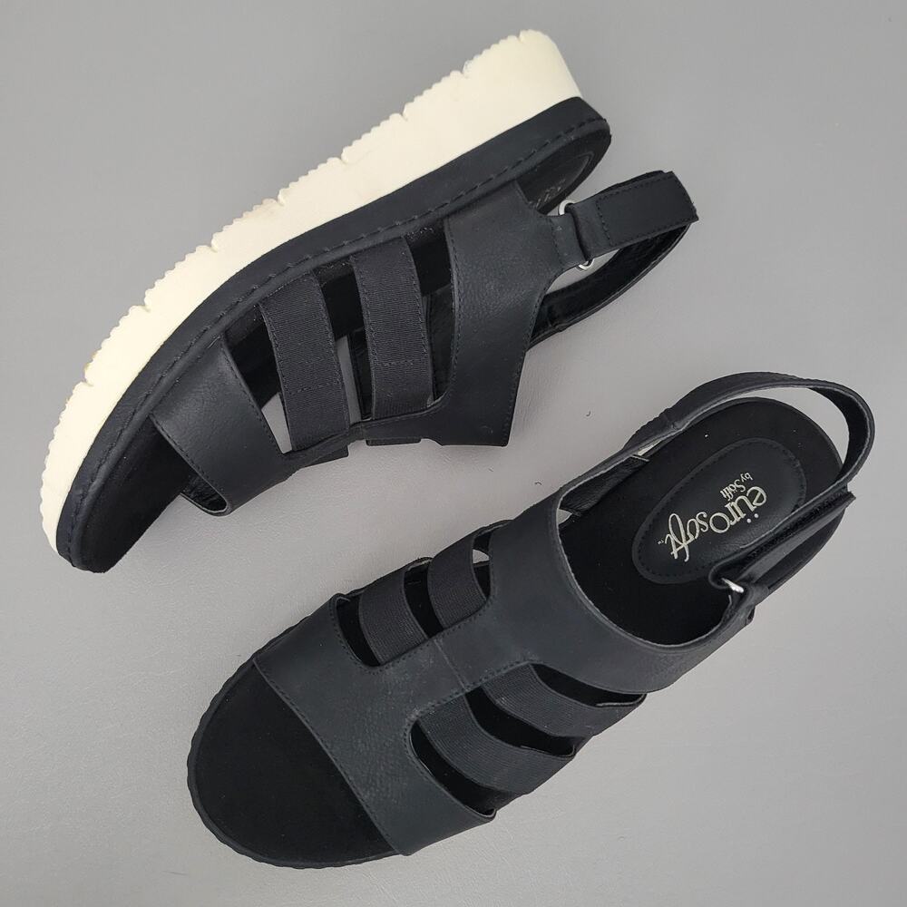 Euro Soft Womens Slingback Sandals Elastic Strappy Comfort Sporty Athlesuire 8.5